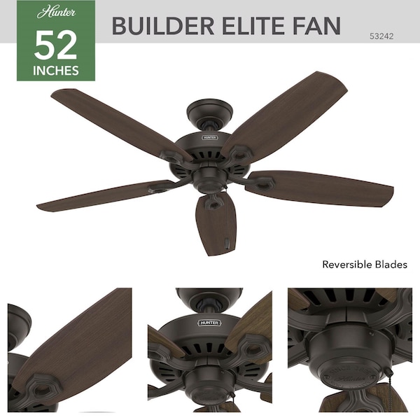 Hunter Hunter Builder 52 in. New Bronze Brown Indoor Ceiling Fan - 53242