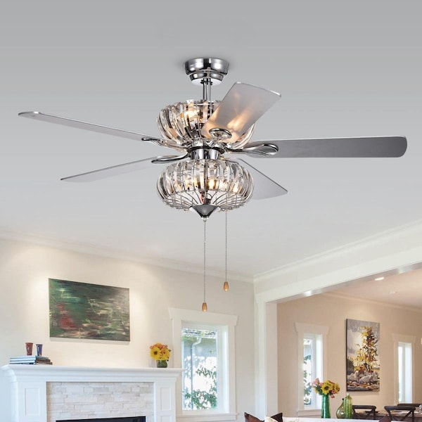 Warehouse Of Tiffany 52 in. Kyana Indoor Remote Controlled Ceiling Fan with Light Kit, Chrome - CFL-8315CH