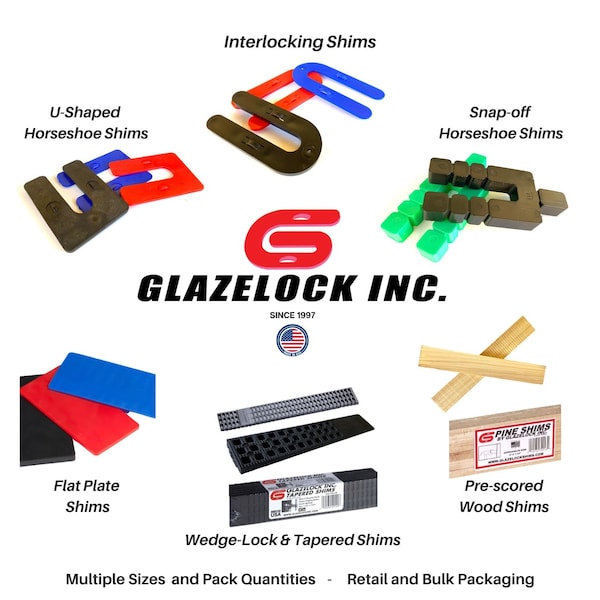Glazelock 8" x 1-1/4" x 3/8" Natural Pine Wood Shims (84 Count), Case of 10 Boxes - WS02