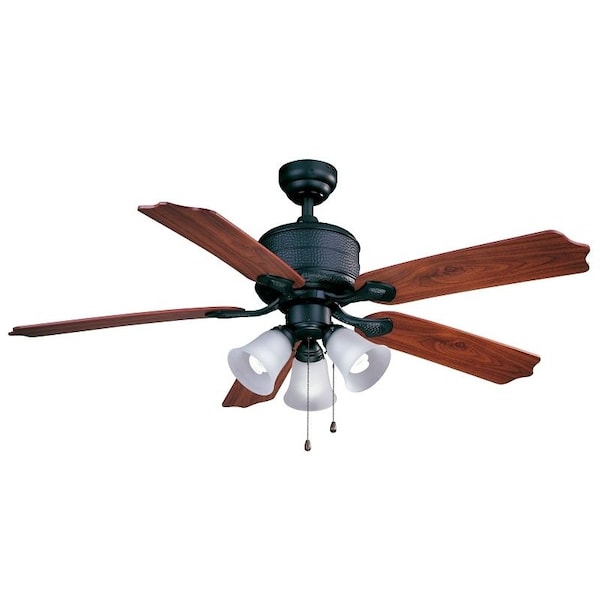 Boston Harbor Ceiling Fan, 5-Blade, Natural Iron Housing, 52 in Sweep, MDF Blade, 3-Speed - AC362+3L-NI-3L