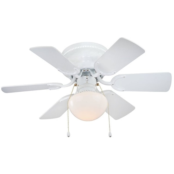 Boston Harbor Ceiling Fan, 6-Blade, White Housing, 30 in Sweep, MDF Blade, 3-Speed - CF-78108