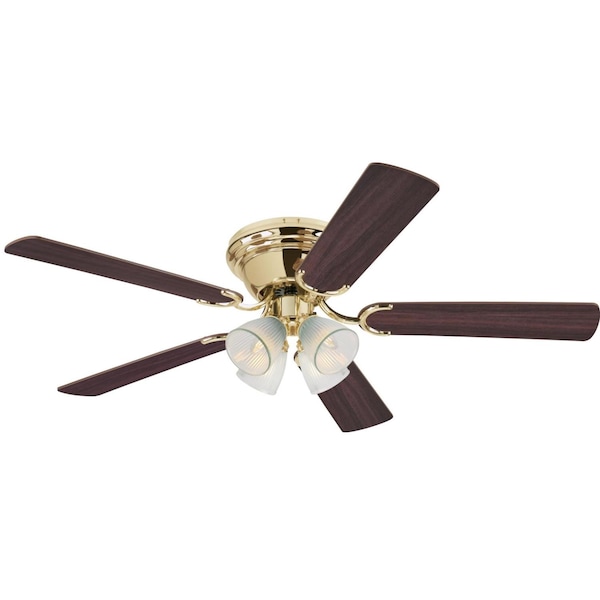 Westinghouse Contempra IV 52" 5-Blade Brass Indoor Ceiling Fan w/Dimmable LED Light - 7232400