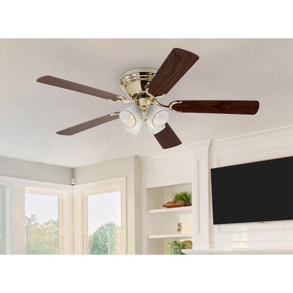 Westinghouse Contempra IV 52" 5-Blade Brass Indoor Ceiling Fan w/Dimmable LED Light - 7232400