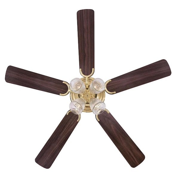 Westinghouse Contempra IV 52" 5-Blade Brass Indoor Ceiling Fan w/Dimmable LED Light - 7232400