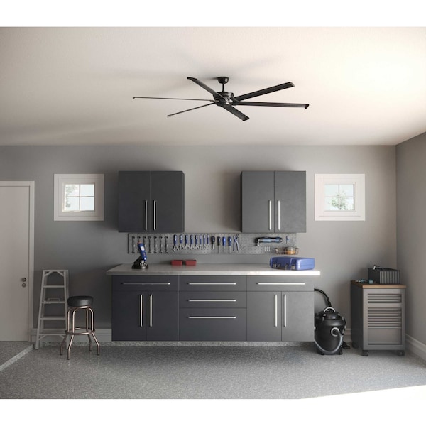 Progress Lighting Huff Collection Indoor/Outdoor 96" Six-Blade Black Ceiling Fan - P250030-031