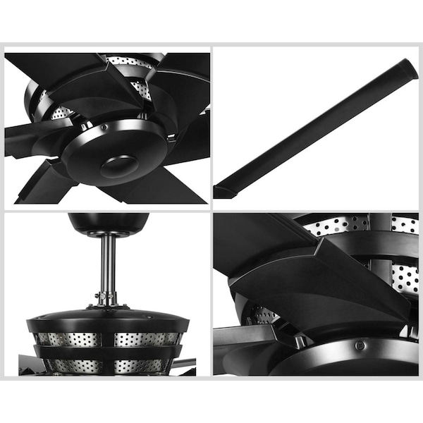 Progress Lighting Huff Collection Indoor/Outdoor 96" Six-Blade Black Ceiling Fan - P250030-031