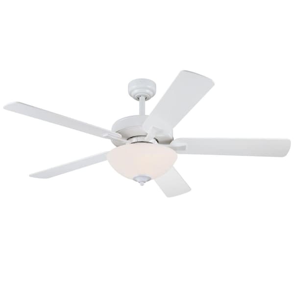 Westinghouse Ceiling Fan Indoor 52In Albert LED White Rvrs 5Bld White/Lght Mpl Frost Glass - 7308300