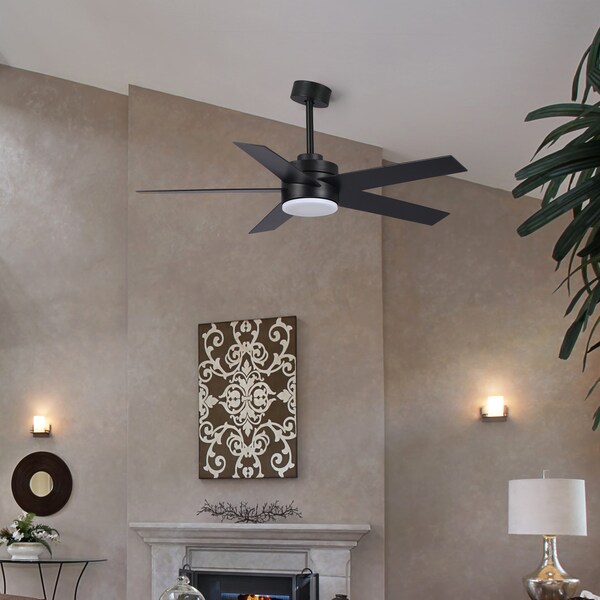 Bansa Rose 52-in Black Color-Changing Integrated LED Indoor Ceiling Fan with Light and Remote 5-Blade - FF-J5203AC
