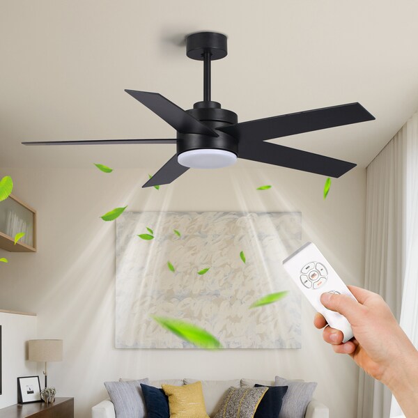Bansa Rose 52-in Black Color-Changing Integrated LED Indoor Ceiling Fan with Light and Remote 5-Blade - FF-J5203AC