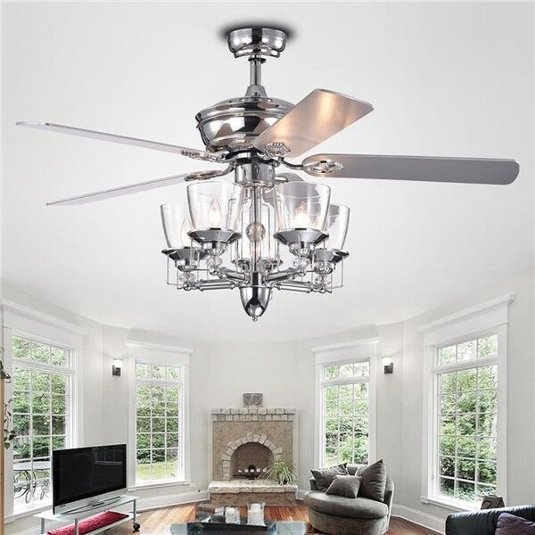 Warehouse Of Tiffany Warehouse of Tiffany CFL-8397REMO-CH 52 in. Monothan Indoor Remote Controlled Ceiling Fan with Light Kit; Chrome - CFL-8397REMO/CH