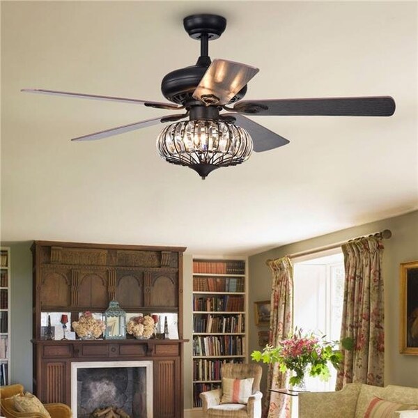 Warehouse Of Tiffany Warehouse of Tiffany CFL-8306REMO-BL 52.4 in. Chrysaor Indoor Remote Controlled Ceiling Fan with Light Kit; Black - CFL-8306REMO/BL