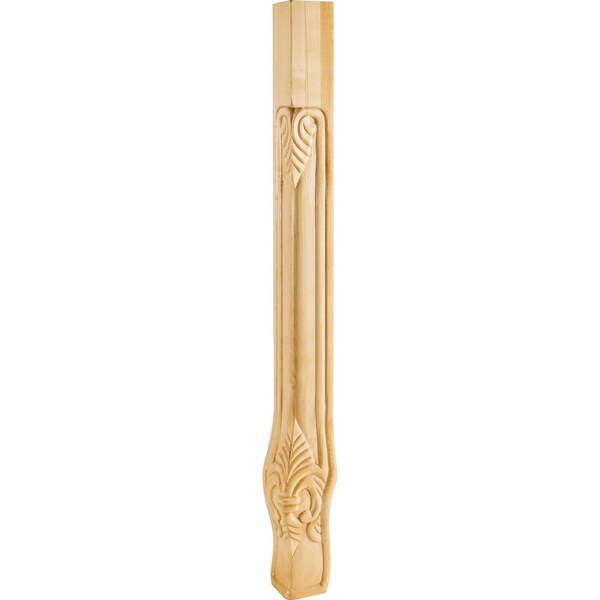 Hardware Resources 2-3/4" Wx2-3/4"Dx35-1/4"H Rubberwood Acanthus Corner Leg - CL-1RW