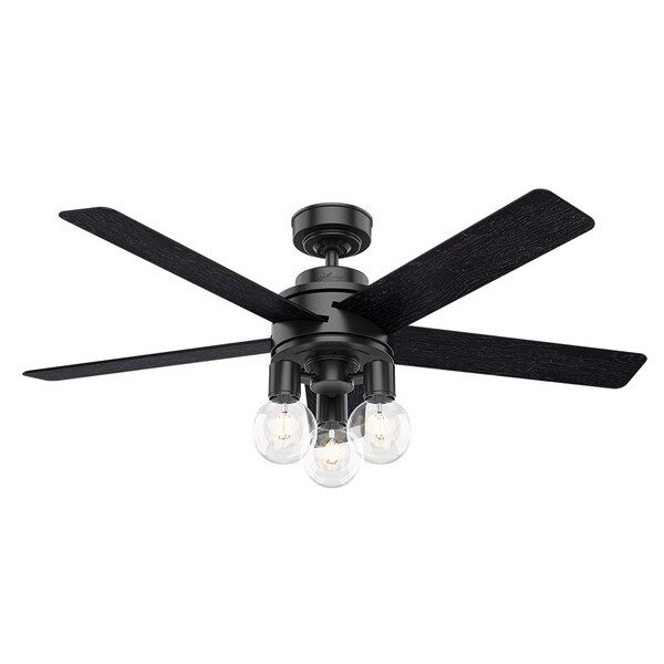 Hunter Ceiling Fan, 5 Blades, 4 Speeds, 120, Matte Black - 50594