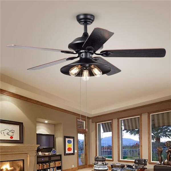 Warehouse Of Tiffany Warehouse of Tiffany CFL-8308 52 in. Upille Indoor Remote Controlled Ceiling Fan with Light Kit; Black - CFL-8308