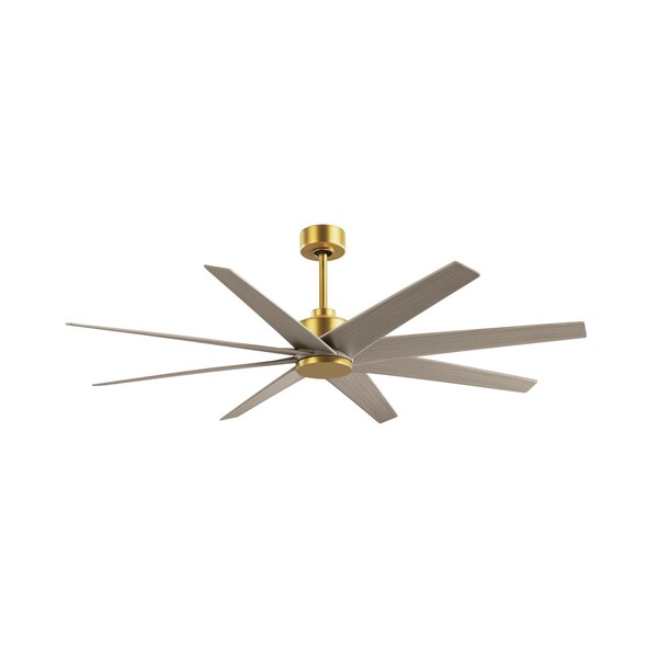 Matthews Fan Co Ariella 8-Blade Ceiling Fan In Brushed Brass And Gray Ash Tone Blades - AN-BRBR-GA-64