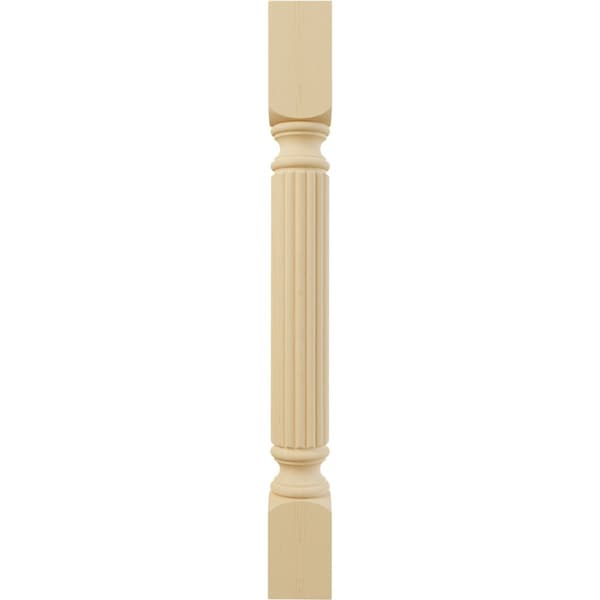 Ekena Millwork 3 3/4"W x 3 3/4"D x 35 1/2"H Raymond Reeded Cabinet Column, Alder - COL03X03X35RAAL