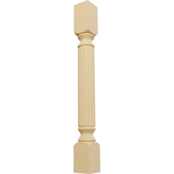 Ekena Millwork 3 3/4"W x 3 3/4"D x 35 1/2"H Raymond Reeded Cabinet Column, Alder - COL03X03X35RAAL