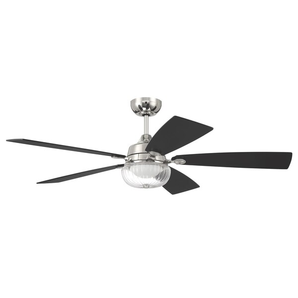 Craftmade 52in Chandler in Polished Nickel w/ Flat Black/Greywood Blades - CHS52PLN5