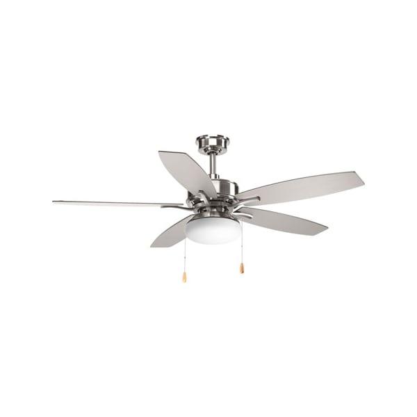 Progress Lighting Ceiling Fan, 5 Blades, Triple capacitor speed control, manual reverse control Speeds, 120V, 52 in W - P2552-09