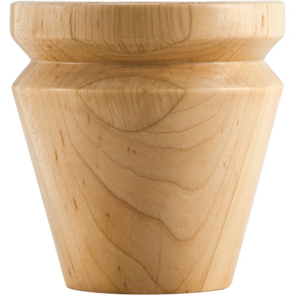 Hardware Resources 4" Wx4"Dx4"H Alder Round Grooved Tapered Bun Foot - BF14-3-ALD