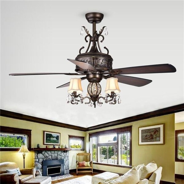 Warehouse Of Tiffany Warehouse of Tiffany CFL-8211REMO-AB 52 in. Firtha Indoor Remote Controlled Ceiling Fan with Light Kit; Bronze - CFL-8211REMO/AB