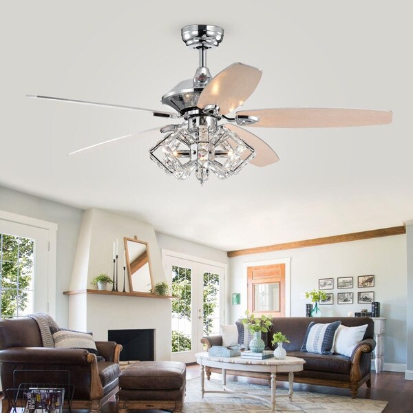 Warehouse Of Tiffany CFL-8111REMO-CHA 52 in. Norin Indoor Remote Controlled Ceiling Fan with Light Kit, Chrome - CFL-8111REMO/CHA