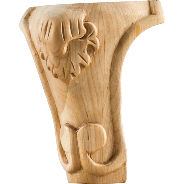Hardware Resources 3-1/2" Wx3-1/2"Dx5"H Rubberwood Acanthus Leg - WLC50RW