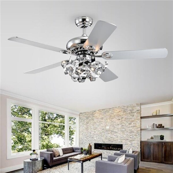 Warehouse Of Tiffany Warehouse of Tiffany CFL-8446REMO-CH 52 in. Maree Indoor Remote Controlled Ceiling Fan with Light Kit; Chrome - CFL-8446REMO/CH