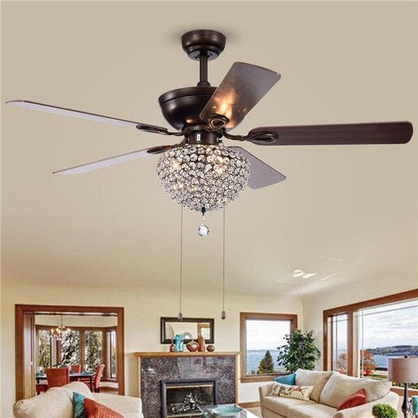 Warehouse Of Tiffany Warehouse of Tiffany CFL-8176AB 52 in. Swarna 3-Light Indoor Hand Pull Chain Ceiling Fan; Bronze - CFL-8176AB