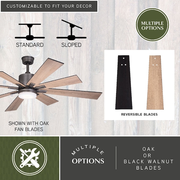 Vaxcel Crawford 60 in. Dark Nickel Urban Loft Indoor Ceiling Fan with Light Kit and Remote - F0081