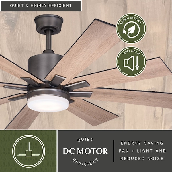 Vaxcel Crawford 60 in. Dark Nickel Urban Loft Indoor Ceiling Fan with Light Kit and Remote - F0081