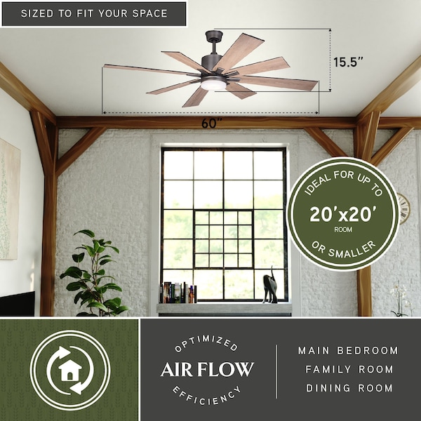 Vaxcel Crawford 60 in. Dark Nickel Urban Loft Indoor Ceiling Fan with Light Kit and Remote - F0081