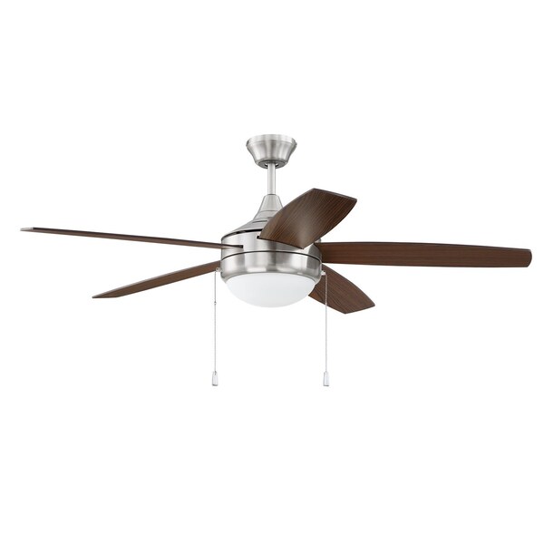 Craftmade 52in Phaze Energy star 5 in Brushed Polished Nickel w/ Walnut/Dark Oak Blades - EPHA52BNK5