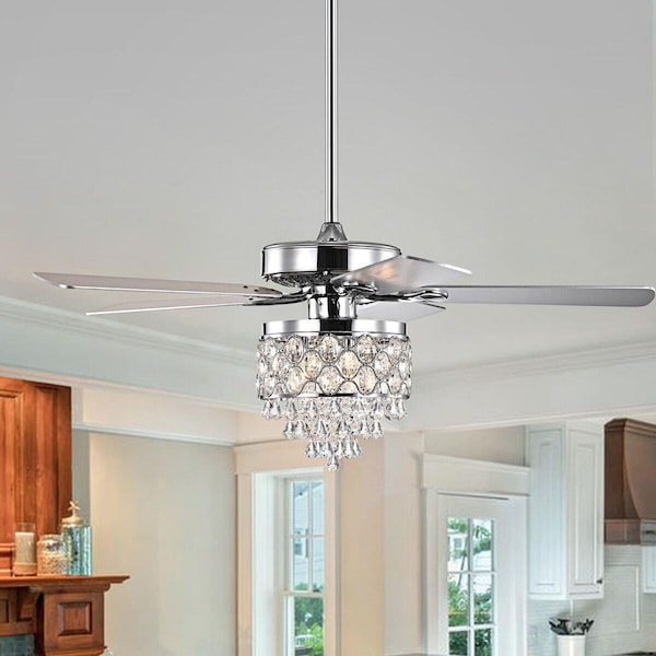 Warehouse Of Tiffany CFL-8458REMO-CH 52 in. Jay Indoor Remote Controlled Ceiling Fan with Light Kit, Chrome - CFL-8458REMO/CH