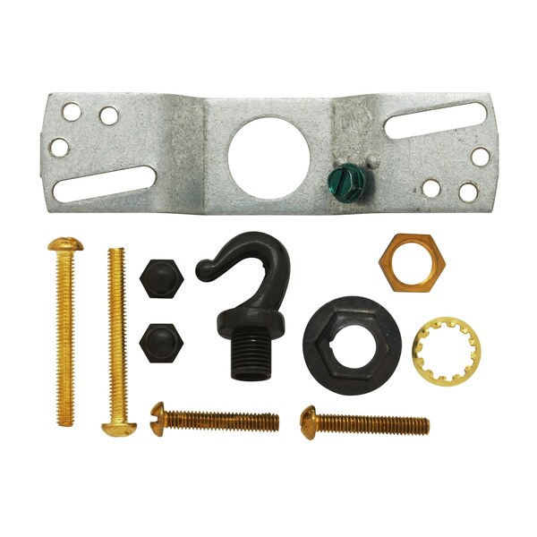 Satco Canopy Kit w/Convenience Outlet Black 5in Dia 7/16in Center Hole 2-8/32 Bar Holes Includes Hardware - 90/040