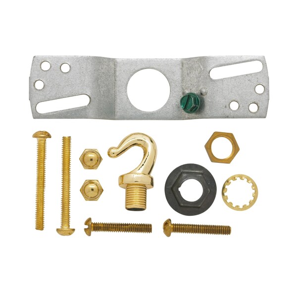 Satco Canopy Kit w/Convenience Outlet White 5in Dia 7/16in Center Hole 2-8/32 Bar Holes Includes Hardware - 90/1072