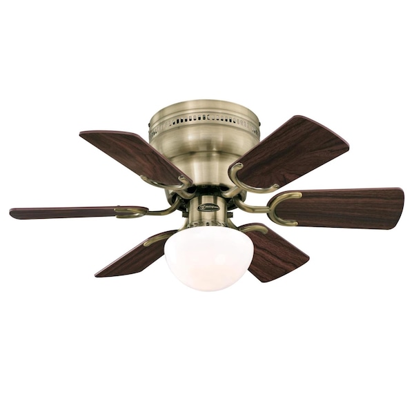 Westinghouse Petite 30" 6-Blade Brass Indoor Ceiling Fan w/Dimmable LED Lght Fxture - 7231700