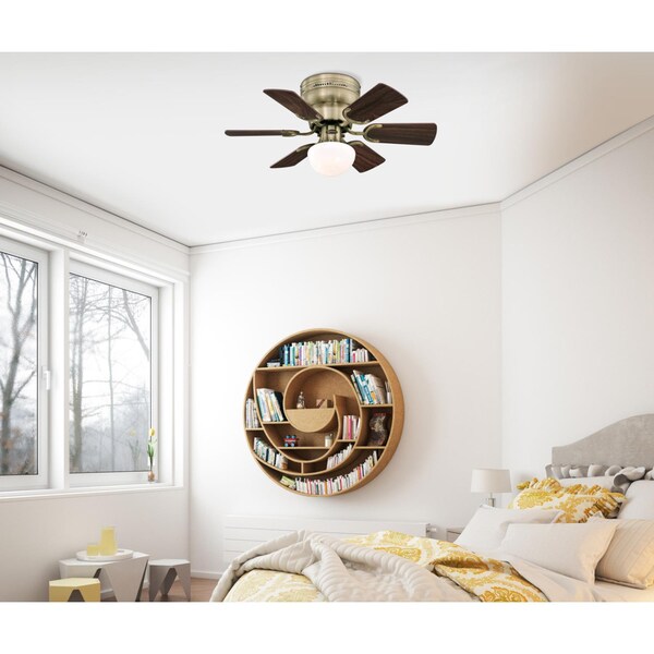 Westinghouse Petite 30" 6-Blade Brass Indoor Ceiling Fan w/Dimmable LED Lght Fxture - 7231700