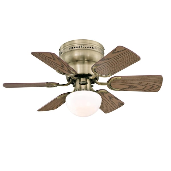 Westinghouse Petite 30" 6-Blade Brass Indoor Ceiling Fan w/Dimmable LED Lght Fxture - 7231700