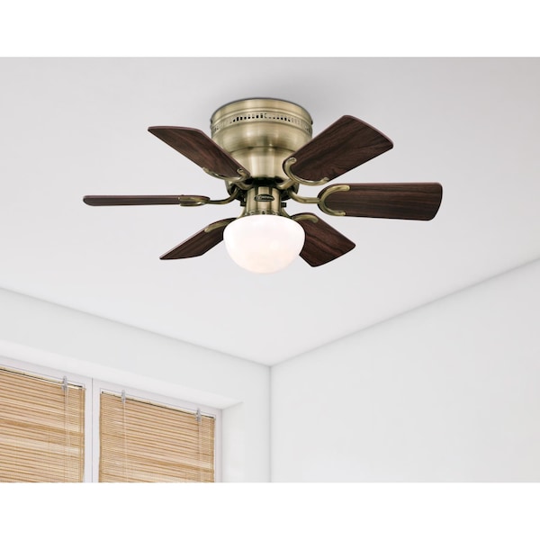 Westinghouse Petite 30" 6-Blade Brass Indoor Ceiling Fan w/Dimmable LED Lght Fxture - 7231700