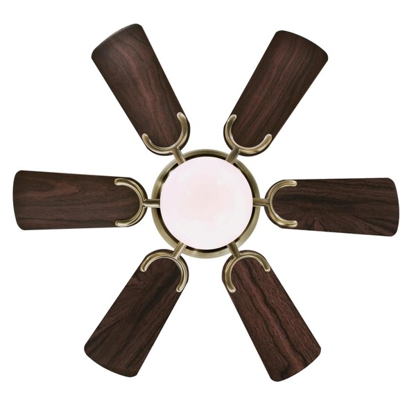 Westinghouse Petite 30" 6-Blade Brass Indoor Ceiling Fan w/Dimmable LED Lght Fxture - 7231700