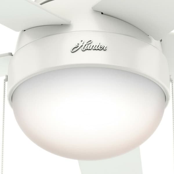 Hunter Decorative Ceiling Fan, Low Pro, 46 in Blade Dia, 5 Blades, 3 Speeds, 120, Fresh White - 59269