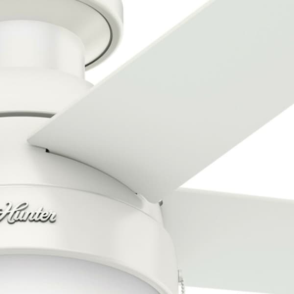 Hunter Decorative Ceiling Fan, Low Pro, 46 in Blade Dia, 5 Blades, 3 Speeds, 120, Fresh White - 59269