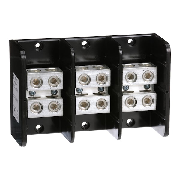 Bloque de distribución de energía de Square D, Linergy, 3 polos, 2 líneas, 2 cargas, 620A Cu, 500A Al, 600V - 9080LBA365202.