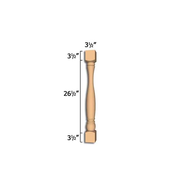 Osborne Wood Products 33 1/2 x 3 1/2 Atlanta Island Leg in Alder - 302131A