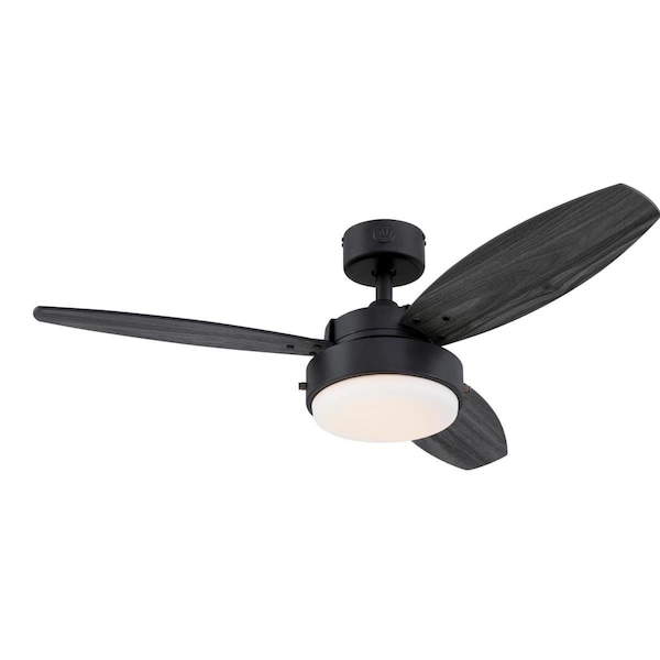 Westinghouse Ceiling Fan Indoor 42In Alloy LED MtBlack Rvrs 3-Bld Char/RvrBd Opl Fr Glass - 7305000