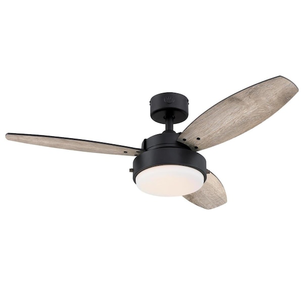 Westinghouse Ceiling Fan Indoor 42In Alloy LED MtBlack Rvrs 3-Bld Char/RvrBd Opl Fr Glass - 7305000