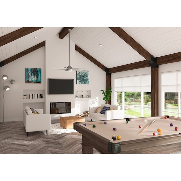 Hunter Decorative Ceiling Fan, 60 in Blade Dia, 5 Blades, 6 Speeds, 120, Matte Silver - 59486