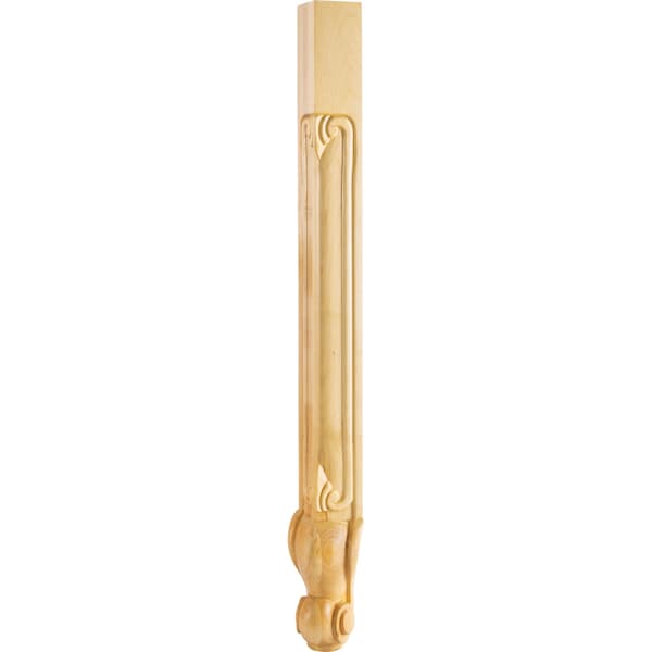 Hardware Resources 2-3/4" Wx2-3/4"Dx35-1/4"H Rubberwood French Cut Corner Leg - CL-3RW