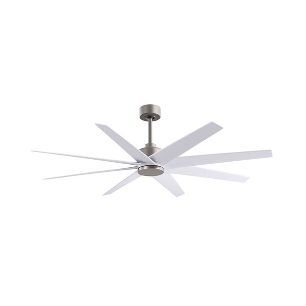 Matthews Fan Co Ariella 8-Blade Ceiling Fan In Brushed Nickel And Matte White Blades - AN-BN-MWH-64
